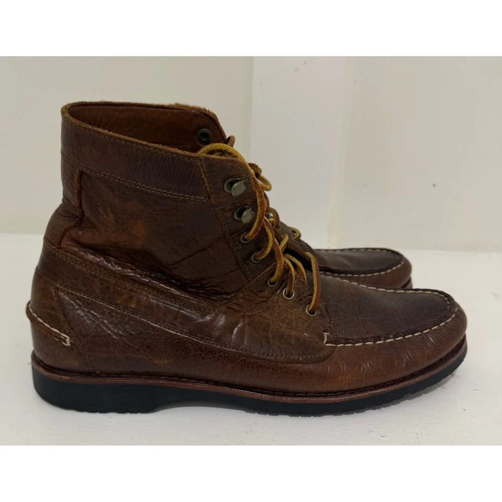 Allen Edmonds Yuma Brown Bison Leather Moc Toe Boots Mens 9 B Vibram 00269-2